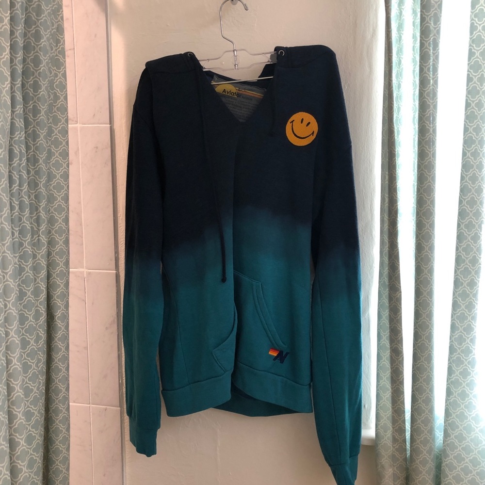 Aviator Nation Smiley Face Ombré Hoodie